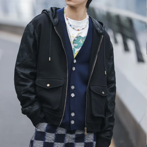 루이비통 모노그램 디테일 후디드 데님 자켓