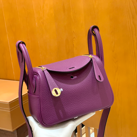 그린엘 에르메스 린디 미니 퍼플 골드 버클