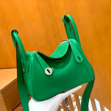 그린엘 에르메스 린디 미니 뱀부 그린 실버 버클