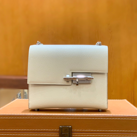 그린엘 에르메스 베루 체인 미니 백 크림 화이트 실버 버클
