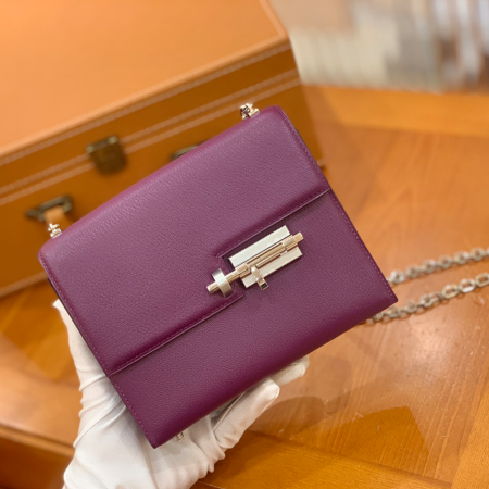 그린엘 에르메스 베루 체인 미니 백 아네모네 퍼플 실버 버클