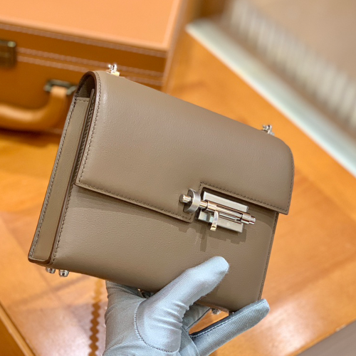 그린엘 에르메스 베루 체인 미니 백 브라운 실버 버클