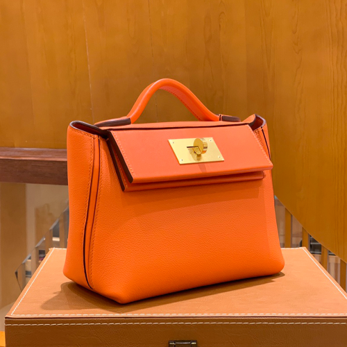 그린엘 에르메스 2424 백 미니 오렌지 골드 버클