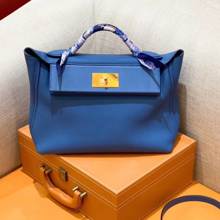 그린엘 에르메스 2424 백 미니 탄자니아 블루 골드 버클