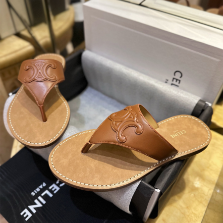 셀린느 22FW 탄 트리오페 플랫 통 플립플랍 샌들