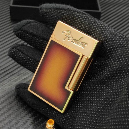최고퀄 듀퐁 라이터 라인2 한정판 펜더 라이터 브라운 옐로우 골드