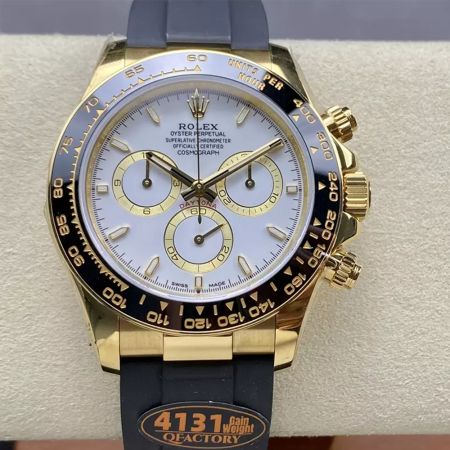 QF공장 롤렉스 코스모그래프 데이토나 화이트 다이얼 옐로우골드 금통 러버밴드 m126518