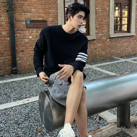 톰브라운 밀라노 스티치 니트 네이비