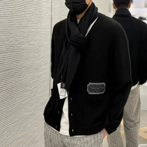 디올 꾸뛰르 자수 캐시미어 가디건 블랙