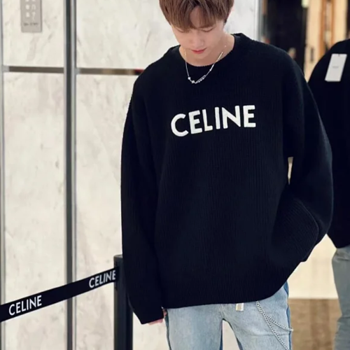 셀린느 리브드 울 니트 블랙