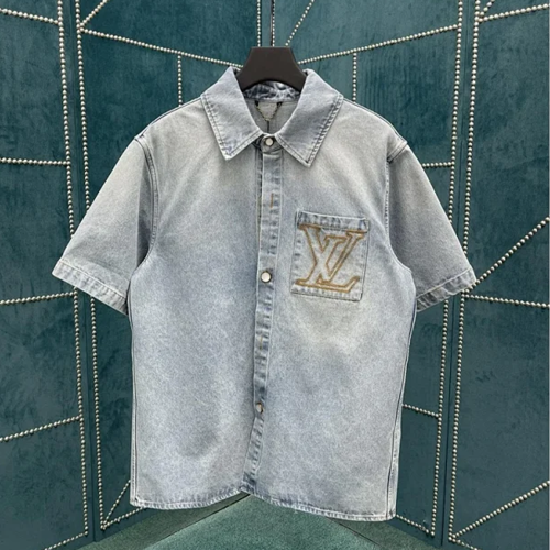 루이비통 쇼트 슬리브드 데님 셔츠 1AGJOP
