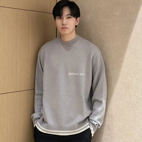 디올 울 앤 알파카 니트 크리스찬 디올 태그 스웨터 그레이