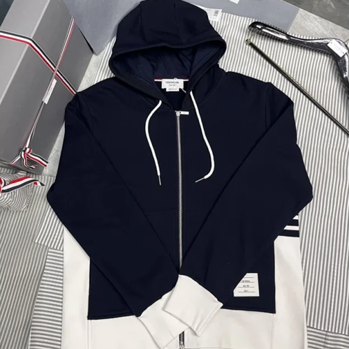 톰브라운 클래식 4-바 저지 집업 후디 MJT517A03037415