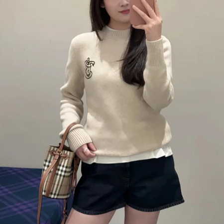 버버리 스네이크 울 캐시미어 스웨터 그레이