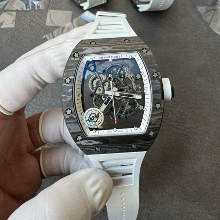 APS공장 V2 리차드밀 부바왓슨 RM-055 블랙 카본 케이스 화이트 러버밴드