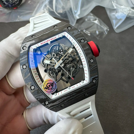 APS공장 V2 리차드밀 부바왓슨 RM-055 블랙 카본 케이스 화이트 러버밴드