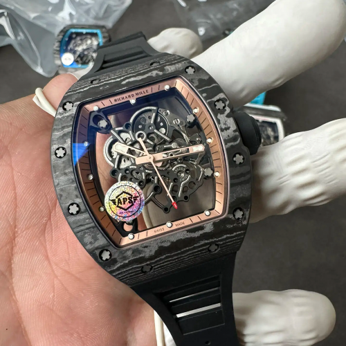 APS공장 V2 리차드밀 부바왓슨 RM-055 블랙 카본 케이스 블랙 러버밴드