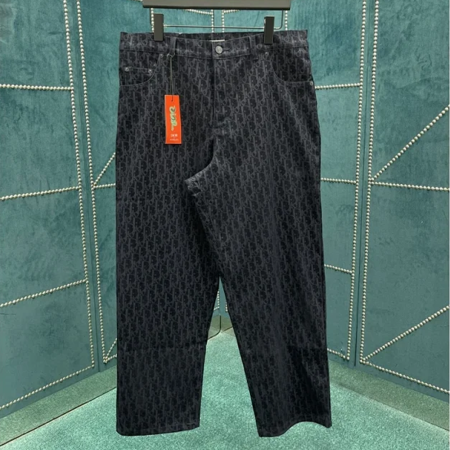 디올 블루 코튼 블렌드 데님 팬츠