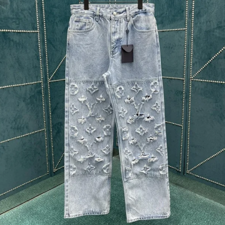 루이비통 엠브로이더드 데님 팬츠