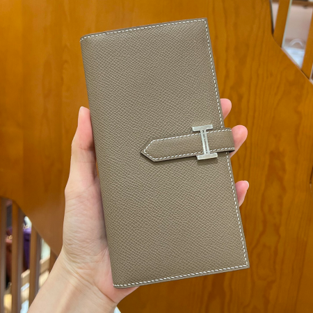 에르메스 베안 장지갑 앱송 그레이 실버 하드웨어