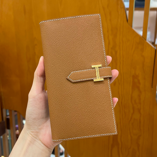 에르메스 베안 장지갑 앱송 브라운 골드 하드웨어