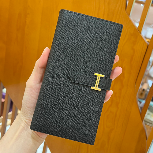 에르메스 베안 장지갑 앱송 블랙 골드 하드웨어