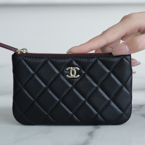 팬더샵 샤넬 클래식 지퍼 케이스 그레인드 샤이니 카프스킨 은장