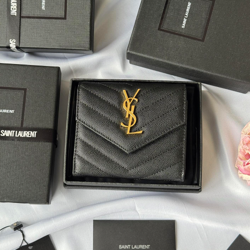 생로랑 모노그램 컴팩트 지퍼 어라운드 지갑 블랙 403943