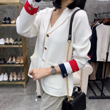 톰브라운 25SS 클래식 울 니트 자켓 화이트