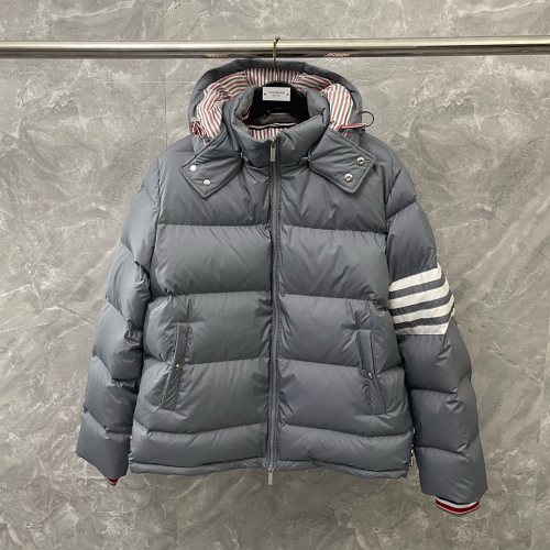 톰브라운 4 바 나일론 후드 패딩 그레이