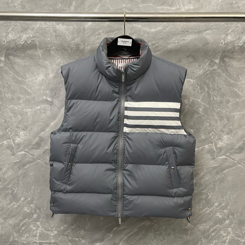 톰브라운 매트 나일론 사선 다운 베스트 그레이