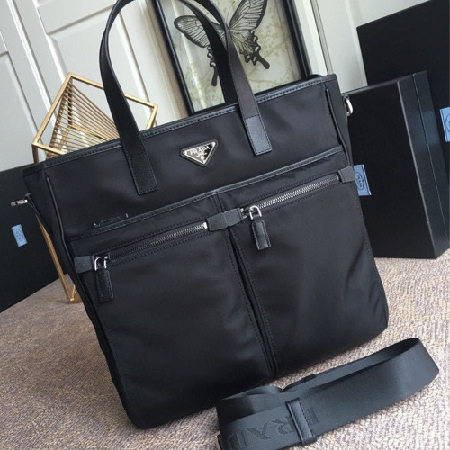 프라다 리나일론 및 사피아노 가죽 토트백 2VG860