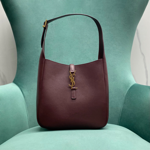 생로랑 LE 5 A 7 스무스 레더 스몰 호보백 버건디 713938