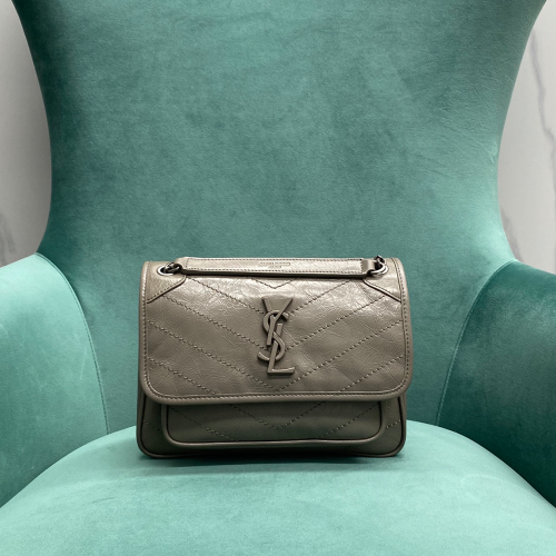 생로랑 니키 숄더 스몰 라이트 브라운 633160