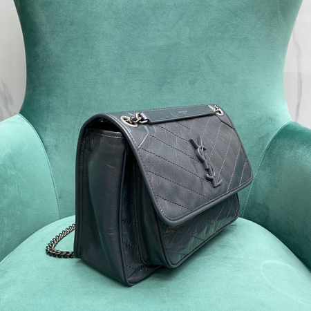 공장 생로랑 여성 니키 미디움 체인 숄더백 네이비 498894