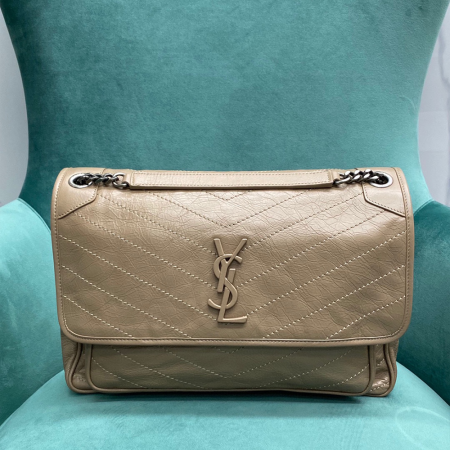 공장 생로랑 여성 니키 라지 체인 숄더백 라이트 베이지 498883