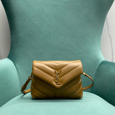 생로랑 모노그램 루루 토이 숄더백 브라운 금장 467072