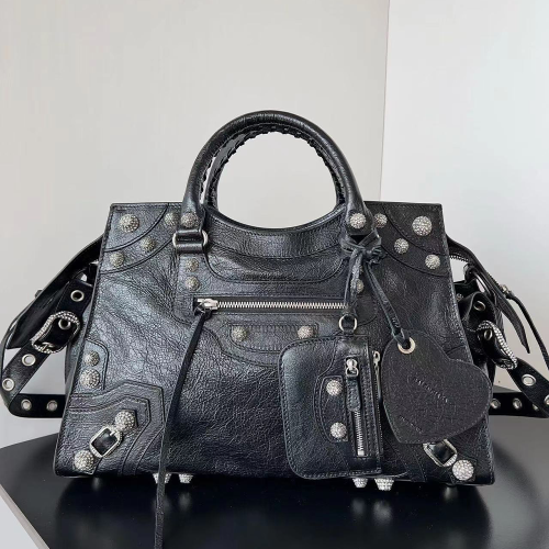 발렌시아가 라인스톤 네오 카골 시티 핸드백 블랙 다이아몬드 700451210BK1000