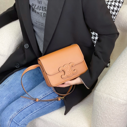 셀린느 트리오페 캔버스 박스 숄더백 스몰 탄 199223