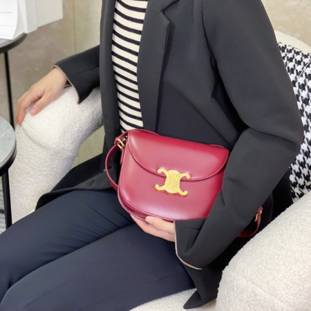 셀린느 트리오페 틴 베사체 숄더백 버건디 110413