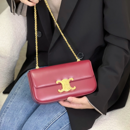 셀린느 트리옹프 체인 숄더백 버건디 197993