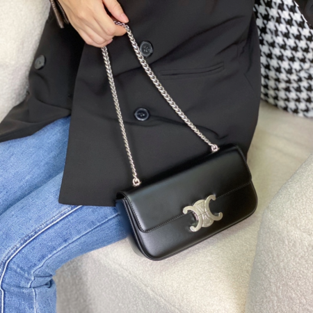 셀린느 트리옹프 체인 숄더백 블랙 은장 197993