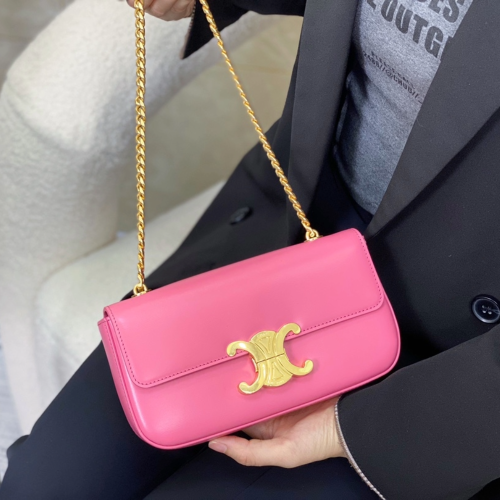 셀린느 트리오페 캔버스 체인 숄더백 핑크 197993