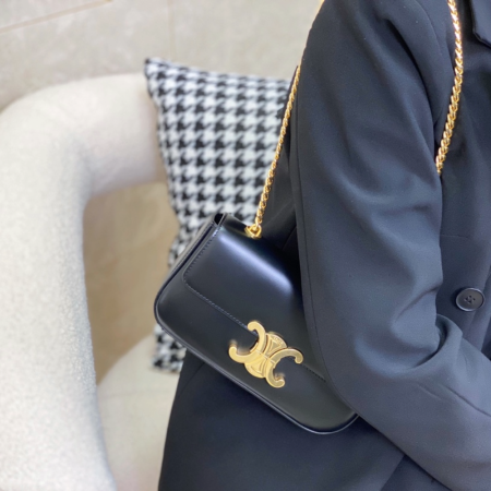 셀린느 트리오페 캔버스 체인 숄더백 블랙 197993