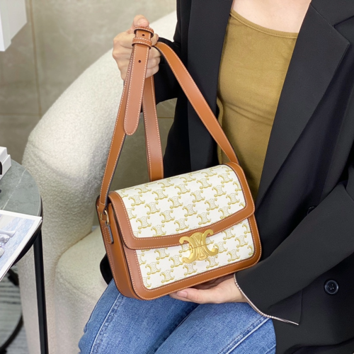 셀린느 클래식 트리오페 숄더백 화이트 탄 191242