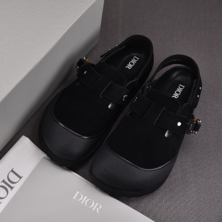 디올 x 버켄스탁 토키오 뮬 펠트 울 누벅 카프스킨 블랙