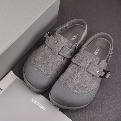 디올 x 버켄스탁 토키오 뮬 펠트 울 누벅 카프스킨 그레이