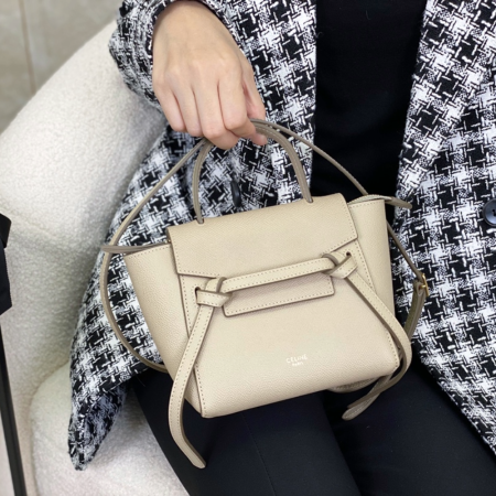 셀린느 피코 그레인드 벨트 토트백 베이지 194263