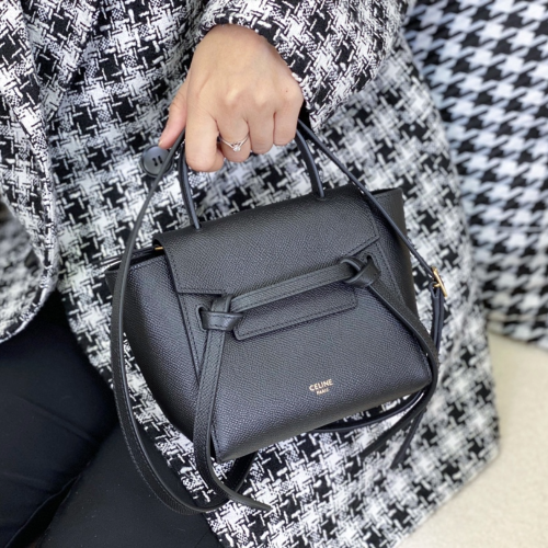 셀린느 피코 그레인드 벨트 토트백 블랙 194263