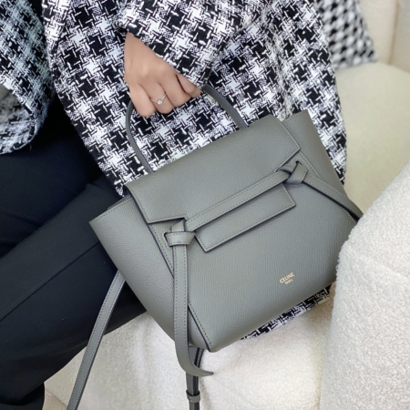 셀린느 나노 그레인드 벨트 토트백 그레이 189003